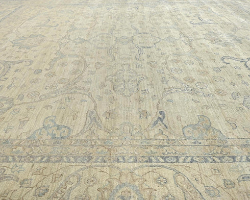 14x14 Zeigler  Beige Afghan Hand Knotted Square Wool Area Rug